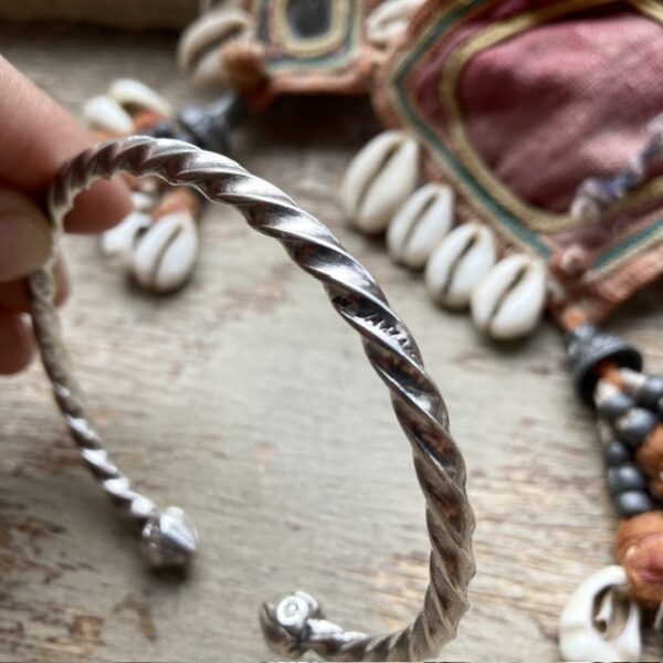 Heavy sterling silver twisted torque bangle