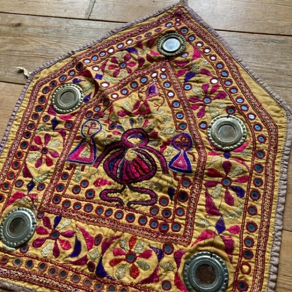 Vintage Indian embroidered textile wall hanging