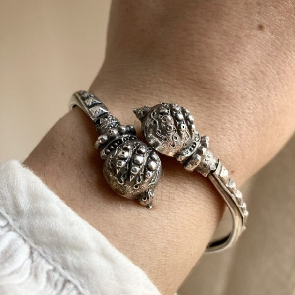 Antique ornate sterling silver bangle