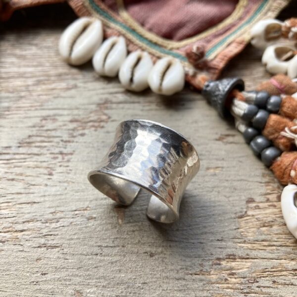 Vintage hammered solid silver ring