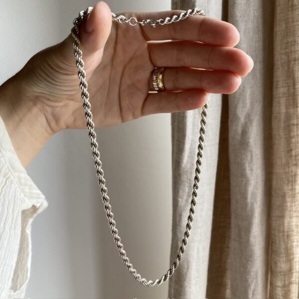 Vintage sterling silver rope chain necklace