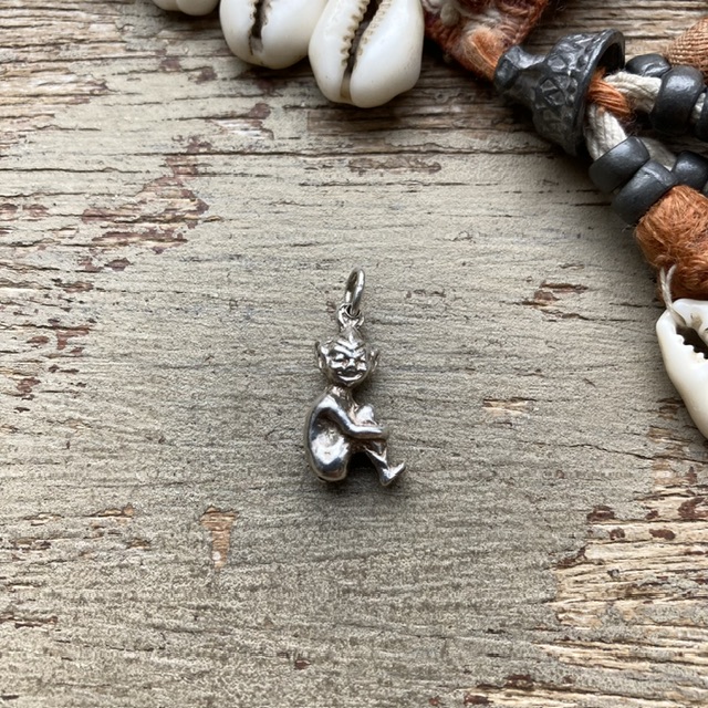 Vintage solid silver pixie pendant