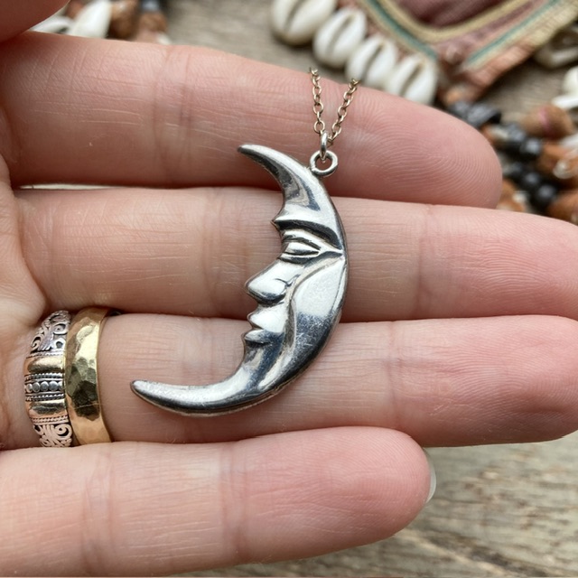 Vintage sterling silver celestial moon necklace