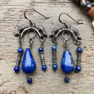Vintage sterling silver lapis lazuli earrings