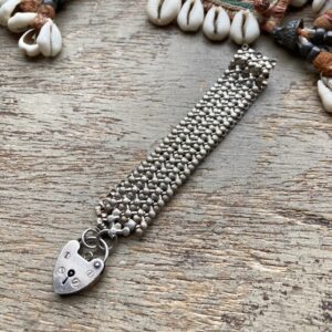 Vintage sterling silver heart padlock bracelet