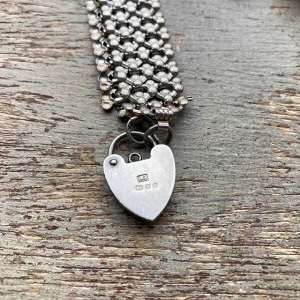 Vintage sterling silver heart padlock bracelet