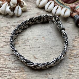 Vintage heavy sterling silver plaited bracelet