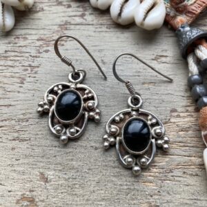 Vintage sterling silver black onyx earrings