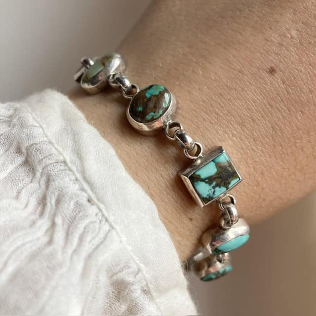 Vintage sterling silver turquoise bracelet