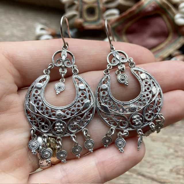 Vintage sterling silver filigree earrings