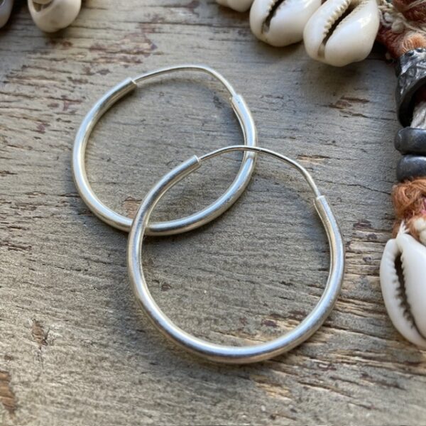 Simple pure silver hoops