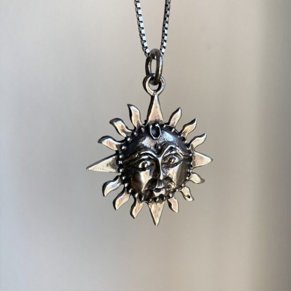 Vintage sterling silver celestial sun necklace