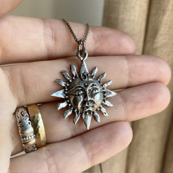 Vintage sterling silver celestial sun necklace