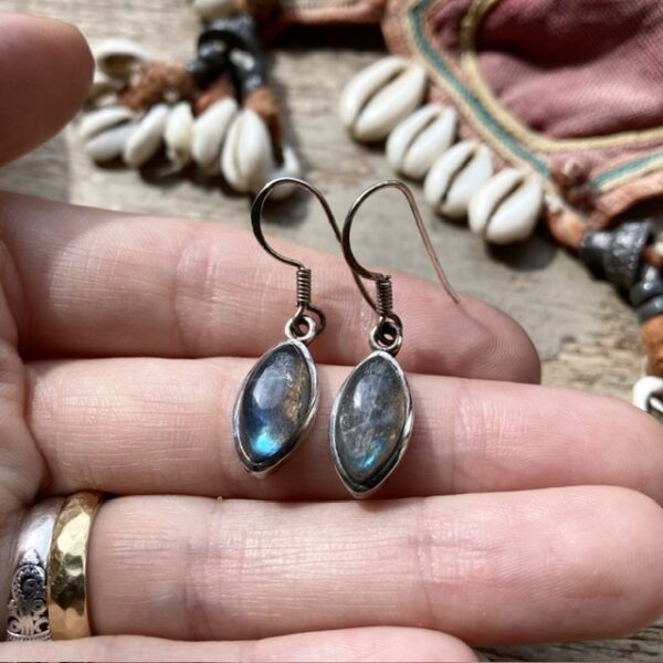 Vintage sterling silver labradorite earrings