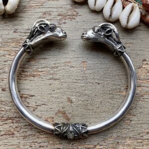 Vintage sterling silver ram head bangle