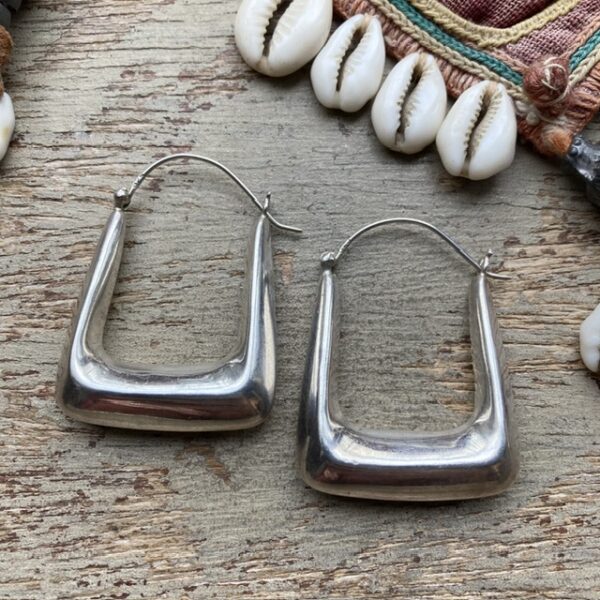 Vintage sterling silver square hoops