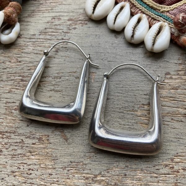 Vintage sterling silver square hoops