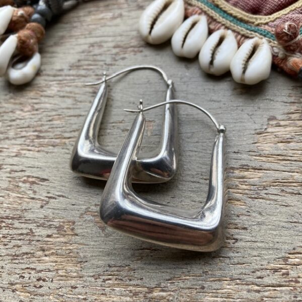 Vintage sterling silver square hoops