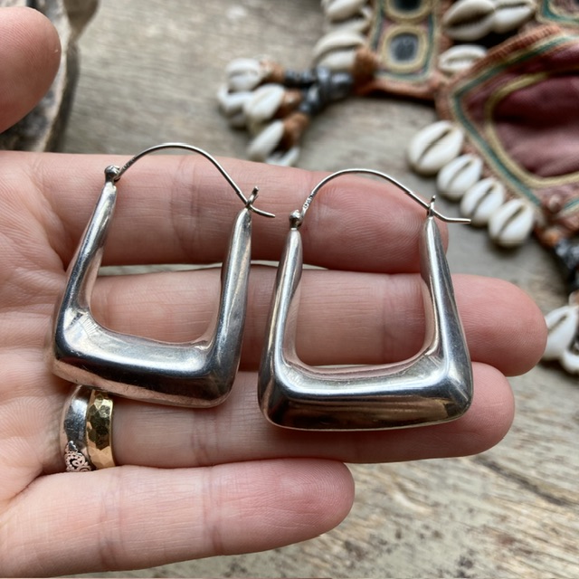 Vintage sterling silver square hoops