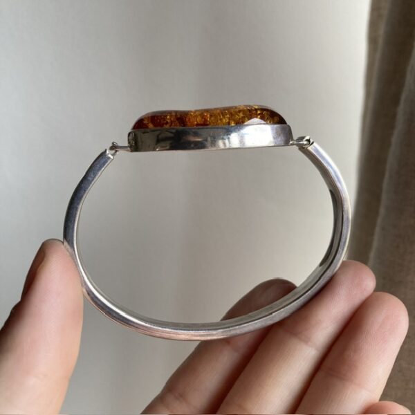 Vintage sterling silver amber bangle