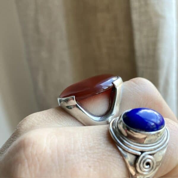 Vintage sterling silver chunky carnelian ring