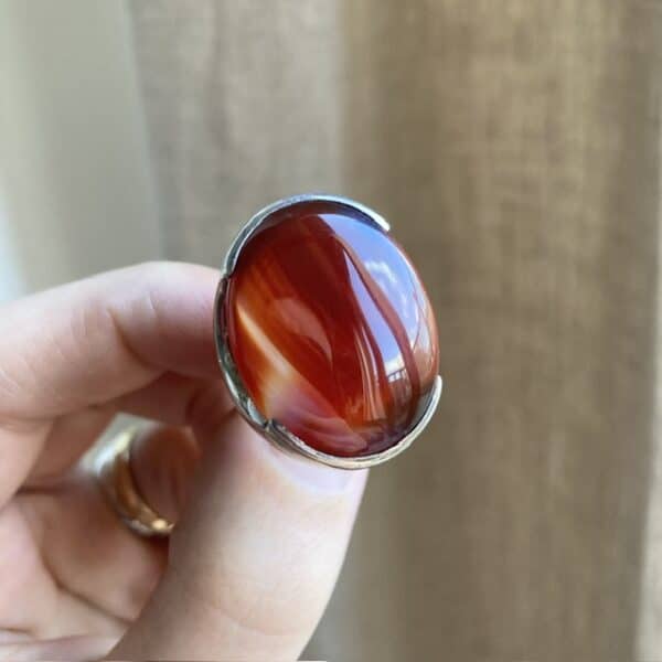 Vintage sterling silver chunky carnelian ring