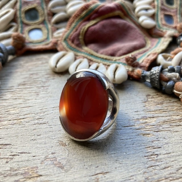 Vintage sterling silver chunky carnelian ring