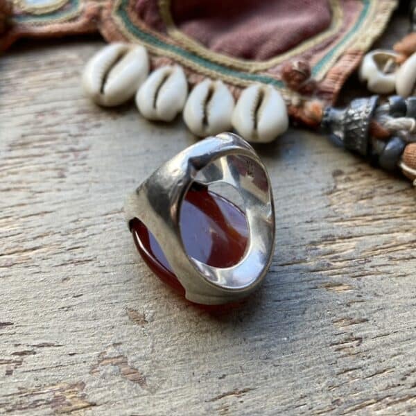 Vintage sterling silver chunky carnelian ring