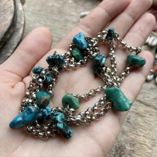 Vintage sterling silver and turquoise necklace