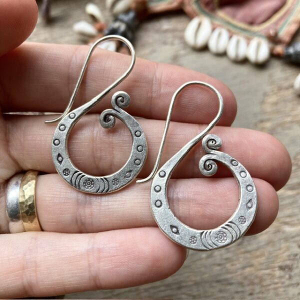 Handmade solid silver hill tribe earrings