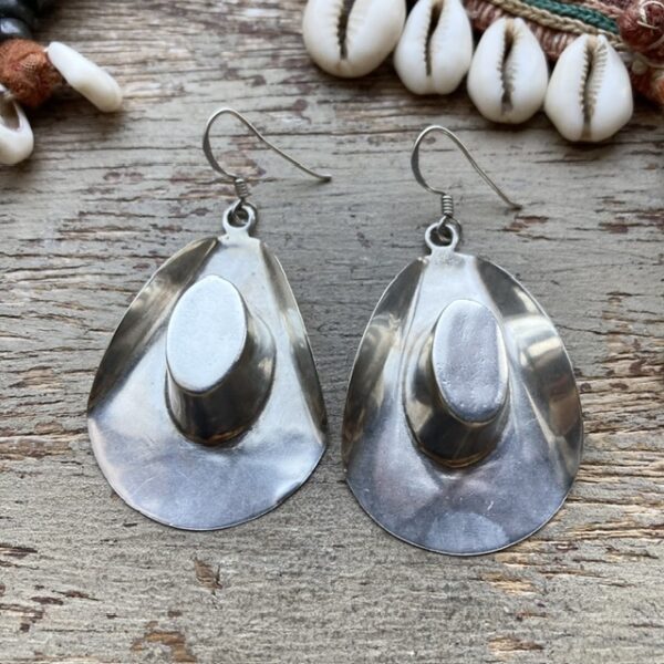 Vintage sterling silver cowboy hat earrings