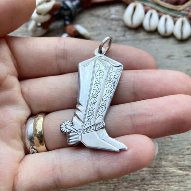 Vintage sterling silver cowboy boot pendant