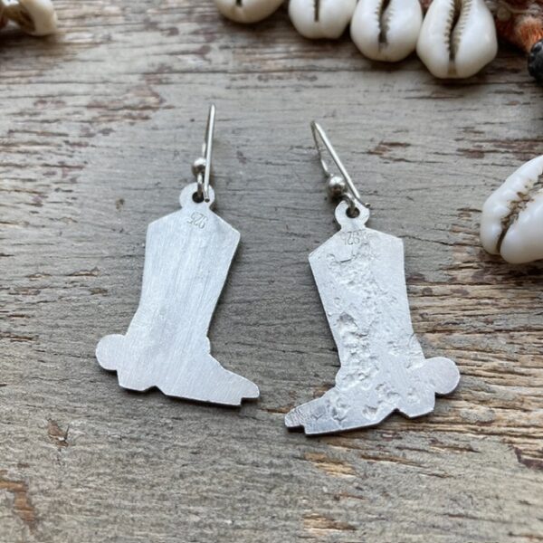 Vintage sterling silver cowboy boot earrings