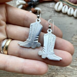 Vintage sterling silver cowboy boot earrings