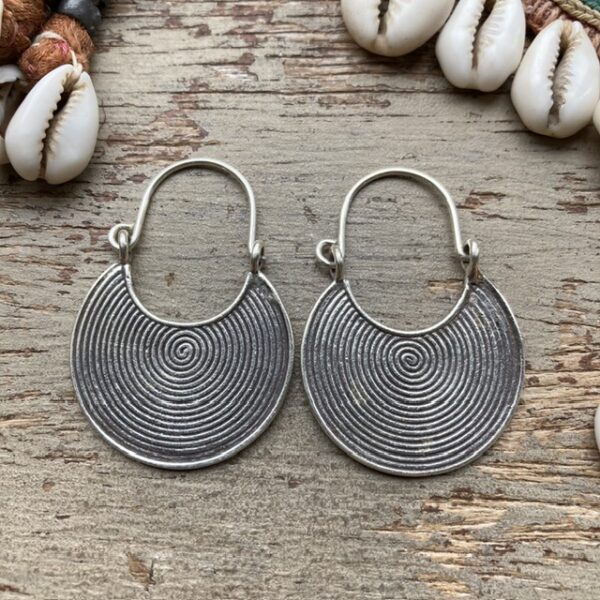 Handmade solid silver hill tribe spiral earrings