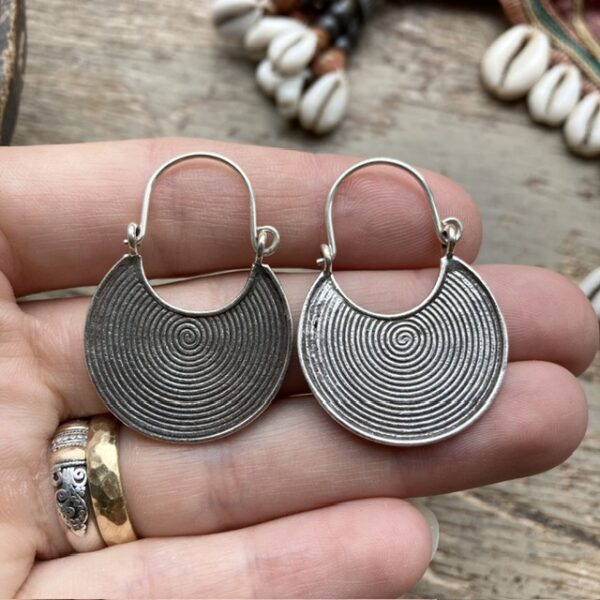 Handmade solid silver hill tribe spiral earrings