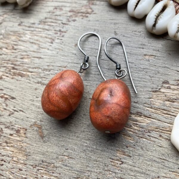 Vintage natural red coral earrings