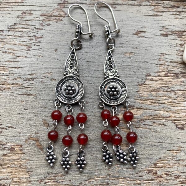 Vintage sterling silver carnelian dangly earrings