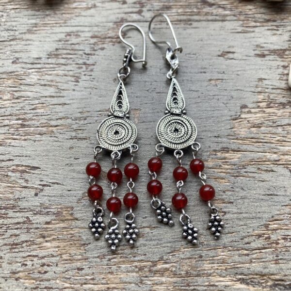 Vintage sterling silver carnelian dangly earrings