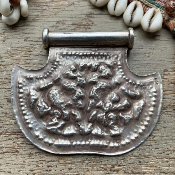 Vintage Indian sterling silver repousse pendant