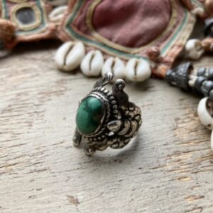 Vintage Tibetan sterling silver turquoise ring