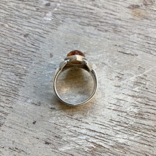 Vintage sterling silver amber horseshoe ring