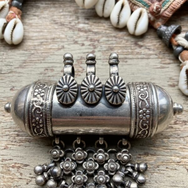 Vintage Indian sterling silver prayer box pendant