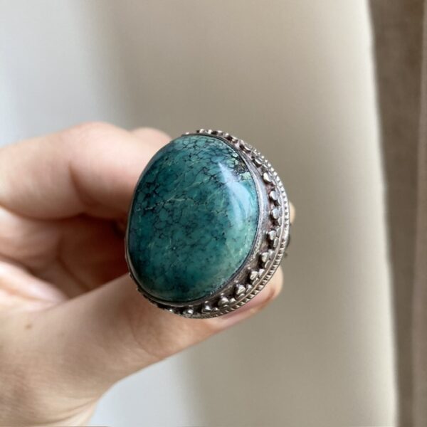 Vintage chunky turquoise sterling silver ring