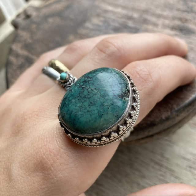 Vintage chunky turquoise sterling silver ring