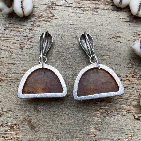 Vintage modernist sterling silver amber earrings