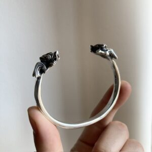 Vintage solid silver gargoyle bangle