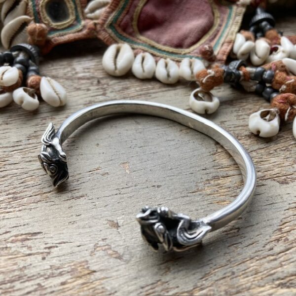 Vintage solid silver gargoyle bangle