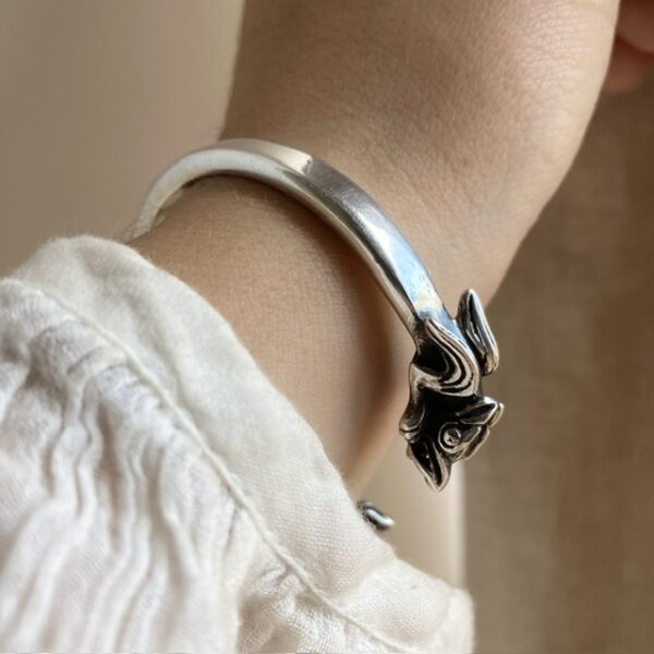 Vintage solid silver gargoyle bangle