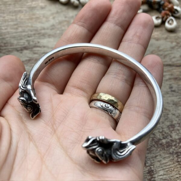 Vintage solid silver gargoyle bangle